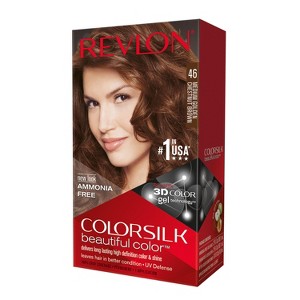 Revlon ColorSilk Beautiful Permanent Hair Color - 46 Medium Golden Chestnut Brown - 1 Kit, Medium Golden Brown Brown
