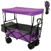 VYNXARIA 480Lbs Collapsible Wagon with Canopy,Wagon Stroller with 7" All-Terrain Wheels, Lightweight Foldable Wagon, Large Capacity£¬Purple - 2 of 4