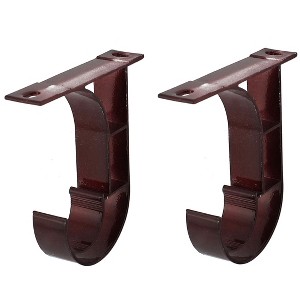 Unique Bargains 1-inch Drapery Curtain Rod Hook Shape Ceiling Bracket Burgundy 2pcs - 1 of 3