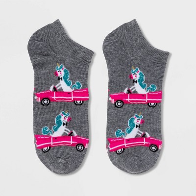 Women's Sparkly Unicorn in Convertible Low Cut Socks - Xhilaration™ Heather Gray 4-10