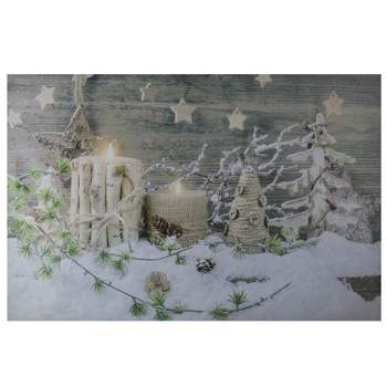 Northlight Country Rustic Winter Christmas LED Lighted Canvas Wall Art 23.5" x 15.5"