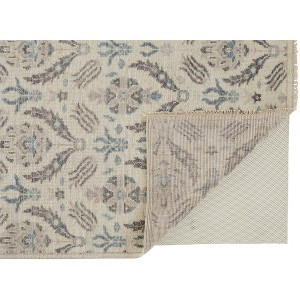 HomeRoots 8' X 10' Ivory Gray And Blue Wool Floral Hand Knotted Stain Resistant Area Rug - 1 of 4