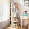 QingMoon 5 Tier Rotating Bookshelf, 360° Display Bookcase Tower, Wooden Standing Storage Rack with Wheels and Drawer for Living Room, Office - 4 of 4