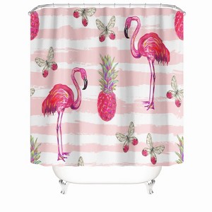 Pineapple And Flamingo Shower Curtains for Bathroom Waterproof Fabric Bath Curtain Durable Soft Stylish Bathroom Decor 72x72 Inch - 1 of 1