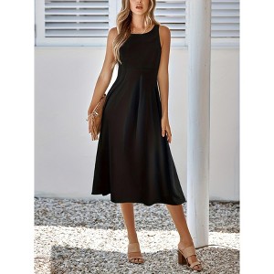navy blue dress for baby girl Sleeveless Embroidered A-Line Midi Wedding Guest Dress main image 0