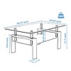 Syemin Side Table Double Layer Coffee Table with Stylish Glass Tabletop for Living Room Terrace Bedroom, Clear, 39.37"*23.62"*17.7" - 2 of 4