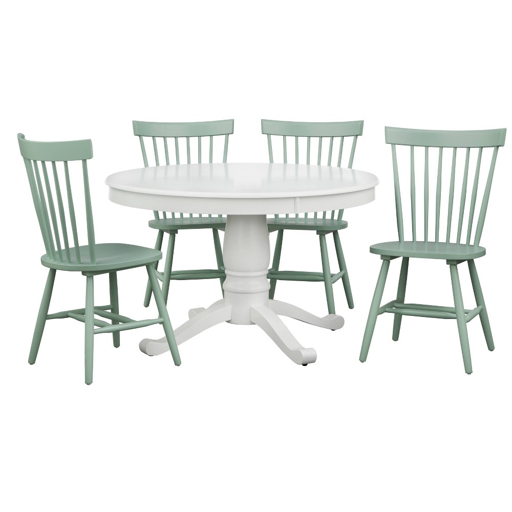 Photos - Dining Table 5Pc Kale Pedestal Dining Set White/Mint Green - Buylateral