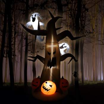 Sunnydaze Outdoor Haunted Forest Self-Inflating Halloween Inflatable Yard Decoration with LED Lights and Built-In Fan - 8'