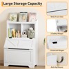 Kids Bookshelf and Toy Storage Organizer, Large Wooden Toy Box Chest with Flip-Top Lid and Cubby, - 4 of 4