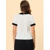 INSPIRE CHIC Women's Peter Pan Collar Keyhole Back Vintage Polka Dots Blouses - 4 of 4