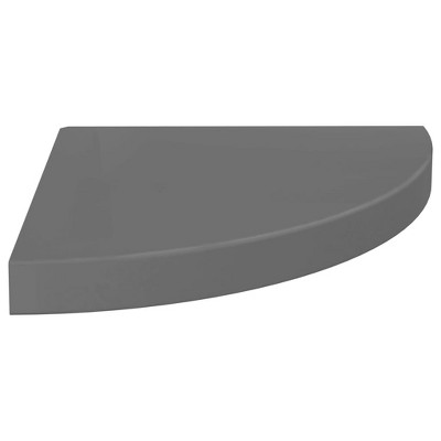 vidaXL Floating Corner Shelf High Gloss Gray 13.8"x13.8"x1.5" MDF