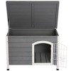 PawHut 31"L Wooden Decorative Dog Cage Kennel Wire Door with Lock Small Animal House with Openable Top Removable Bottom Gray - 4 of 4