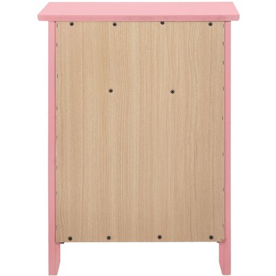 Pink Solid Wood 1-Drawer Nightstand with Door