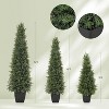 Artificial Cedar Topiary Trees 2pcs, UV Resistant Bushes Potted Pine Trees, Faux Shrubs Plants for Front Porch Garden Outdoor Indoor Decoration - 2 of 4