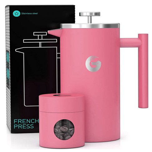 Coffee Gator French Press 34 oz Insulated Coffee Maker with Travel  Canister, Pink