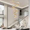 BAOURE 6-Rings Modern LED Chandelier D31.4" Gold Dimmable High Ceiling Chandelier for Dining Room with Remote Control for Entryway Staircase Foyer - 4 of 4