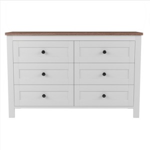FONTOI Retro Farmhouse Style Wooden Dresser with 6 Drawers, Storage Cabinet for Bedroom, White, 15.7"*31.5"*52.6" - 1 of 4
