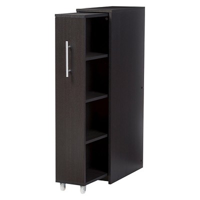 Lindo Dark Brown Engineered Wood Bookcase with Hidden Shelving