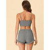 cheibear Women's Sleepwear Knit Pajamas Spaghetti Strap Runch Front Cami Lounge Pajama Set - 4 of 4