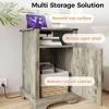RoyalCraft Farmhouse Nightstand with Charging Station, Rustic End Table with Shelf and Storage for Bedroom or Home Office, Light Grey - 4 of 4