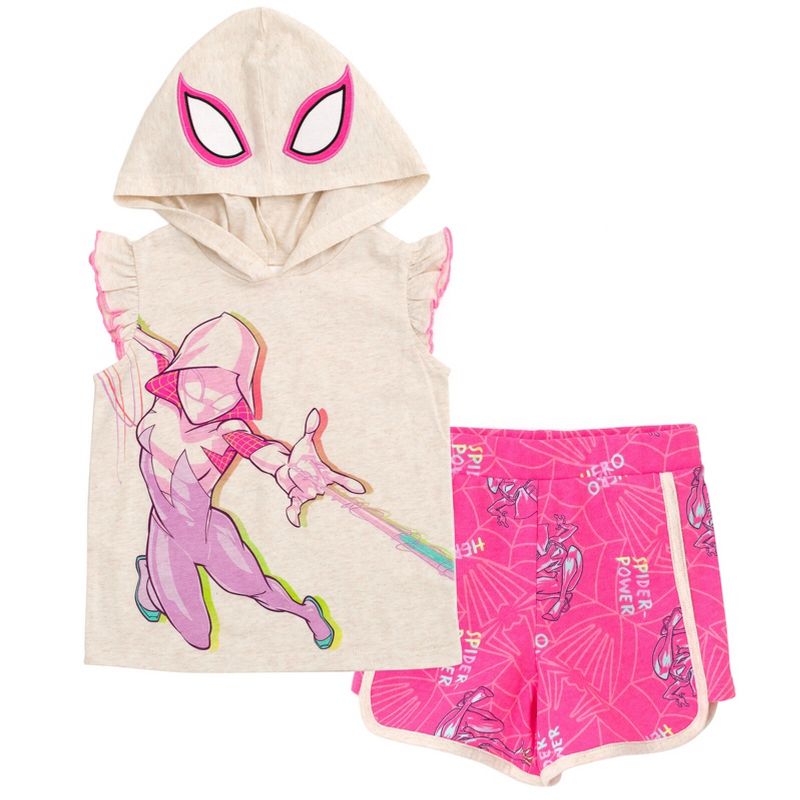 Marvel Spider-Man Ghost Spider Girls Cosplay Tank Top Dolphin Active and French Terry Shorts Toddler to Big Kid, 1 of 9