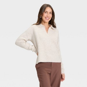 Women's Cozy Knit Polo - A New Day™ - 1 of 3