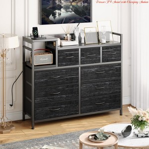 Living Room 9-Drawer TV Stand Dresser w/ Charging Station, Modern Media Console w/ Power Outlets & Open Shelf - 1 of 4