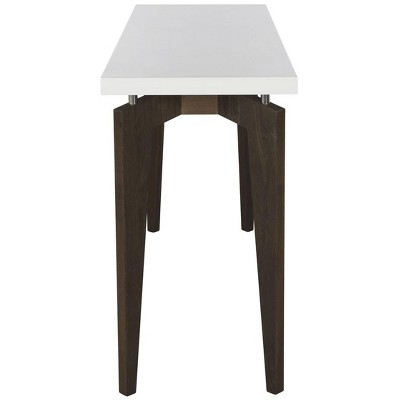 White and Dark Brown Lacquered Wood Console Table with Storage