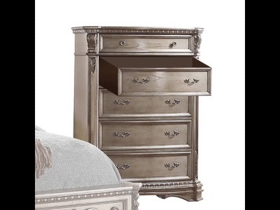 Elegant Gray 45" Antique Silver Chest with Dovetail Drawers