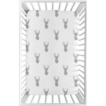 Sweet Jojo Designs Boy Baby Fitted Mini Crib Sheet Stag Grey and White