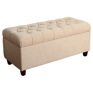 Ainsley Button Tufted Storage Bench - Oatmeal - HomePop