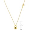 EVERLY JEWELRY | Yellow Plated Sterling Silver Lock and Key Necklace & White enamel on diamond Cut cable Chain, 16"+2 inc ext. - 2 of 4