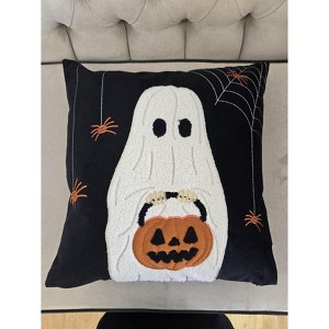 Lomsoe Halloween Ghost with Pumpkin Bucket Throw Pillow - 1 of 4