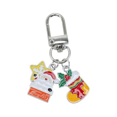 Unique Bargains Christmas Keychain Lobster Clasp Zinc Alloy Multi-colored 1 Pc
