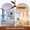 52 inch Solid Wood Ceiling Fan with Lights and Remote Low Profile Outdoor Indoor Modern 3 Blade Ceiling Fan for Living Room Bedroom Farmhouse Patio - 4 of 4