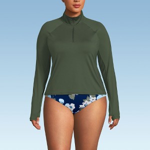 Lands' End Women's Long Sleeve Rash Guard Cover-up UPF 50 - 1 of 4