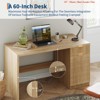60" Modern Fluted Executive Desk w/ Storage Cabinet, Home Office Desk w/ Drawer & Cabinet, Wooden Fluted Desks Computer Writing Table - 4 of 4