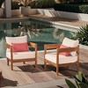 Christopher Knight Home Brooklyn Outdoor Acacia Wood Club Chair with Cushions (Set of 2), Teak/Beige - 2 of 4