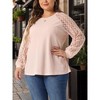 Agnes Orinda Women's PlusSizeLace Crew Neck Long Sleeve Knit Blouses - 2 of 4