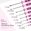 Itopfox 12-Piece Pink Magnetic Screwdrivers Set with Slotted Phillips and Precision Screwdrivers, Repair Tool Kit with Storage Bag - 2 of 4