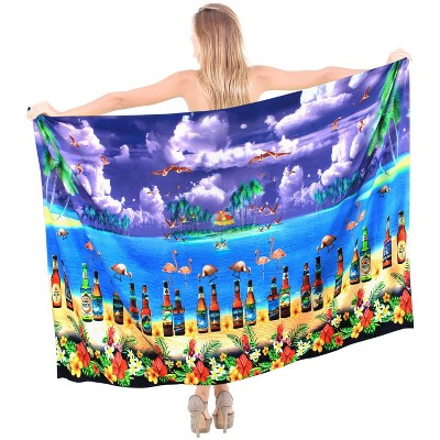 LA LEELA Women's Summer Beach Pareo Summers Sarongs Coverups Beachwear Vacation Swim Cover Up Long Beach Wraps for Women One Size Purple,Floral