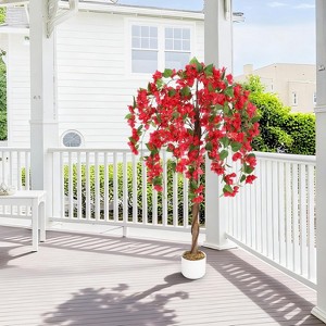Artificial Bougainvillea Tree,4FT Faux Silk Bougainvillea Plant with Pot for Indoor Outdoor Decor - 1 of 4