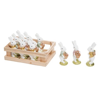 Gallerie II Mini White Bunny In Crate Set of 12