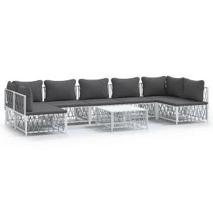 vidaXL Garden Lounge Set White Woven fabric, powder-coated steel, textilene - 1 of 4
