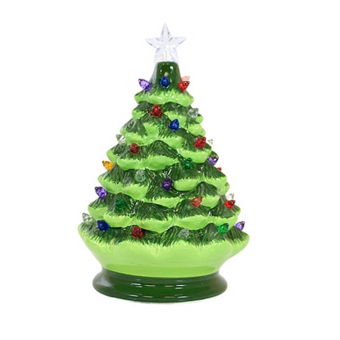 Mr. Christmas LED Green Nostalgic Ceramic Christmas Tree 14 in