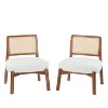 PAGED Modern Accent Chairs Set of 2, Wooden Arm Chair with Rattan Backrest and Cushion for Bedroom, Living Room Furniture - 4 of 4
