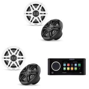 Fusion MS-RA770 Apollo Source Unit w/ ( 2 Pair ) Clarion CMS-651-SWB 6.5-inch Coaxial Marine Speakers ( Includes White & Black Sport Grilles ) - 1 of 4