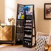 Tangkula 64" Jewelry Cabinet Armoire w/ 3-Color Lights Adjustable Shelves & Wheels - 2 of 4