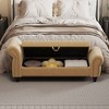 Kumasinova 64.5" Velvet Tufted Storage Bench with High Backrest, Antique Copper Nails Ottoman with Storage, Bed Bench with Brown Solid Wood Legs - 2 of 4