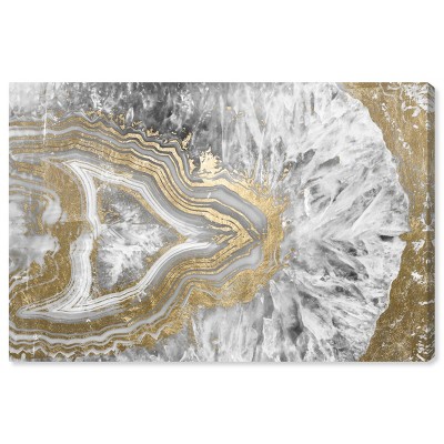 10" x 15" Agate Geode Crystal Abstract Unframed Canvas Wall Art in Gold - Oliver Gal